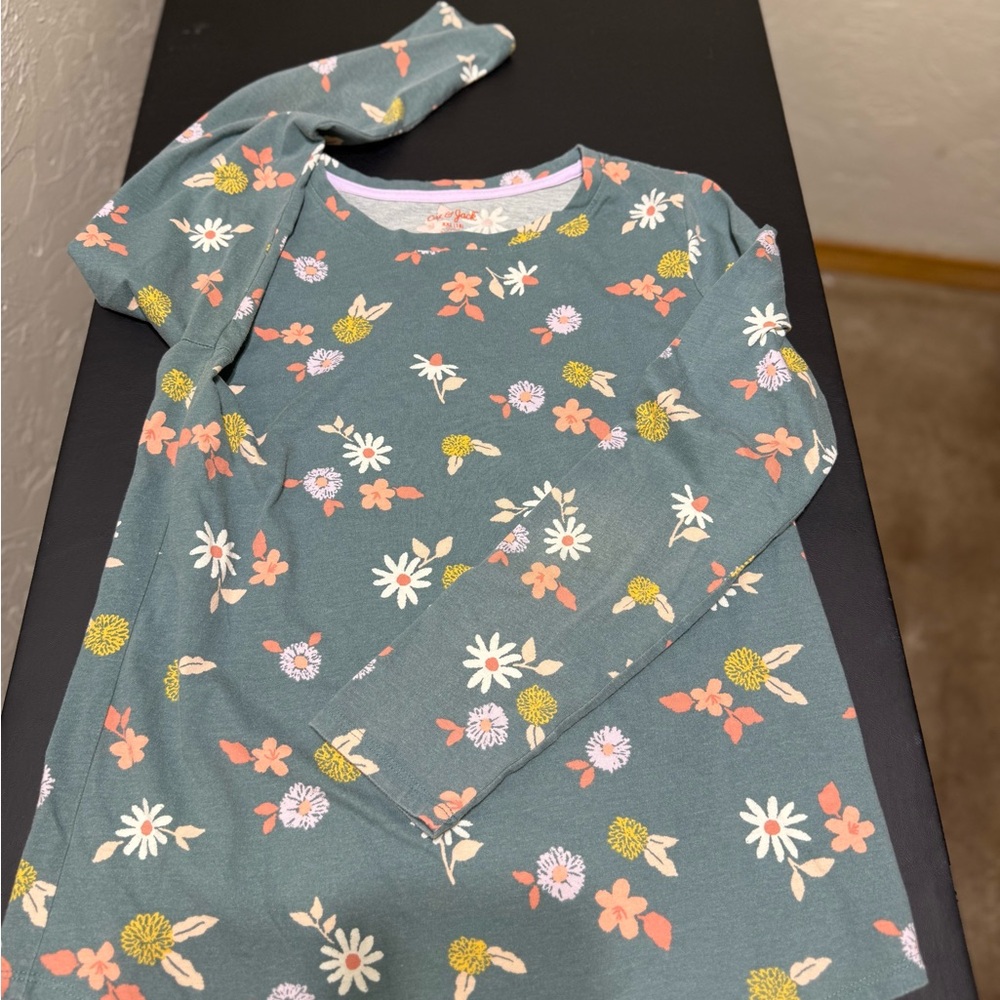 Cat & Jack Green Floral Long Sleeve T-Shirt Girls XXL